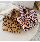 Winter Leopard Fur Handbags Women Bags Party Shoulder Bags
