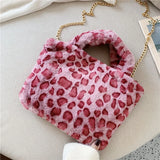 Winter Leopard Fur Handbags Women Bags Party Shoulder Bags