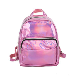 Laser Holographic Backpack For Lady Girl Student School Travel