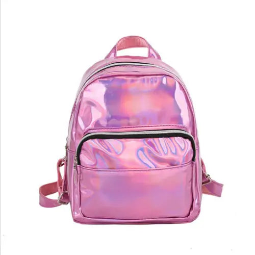 Laser Holographic Backpack For Lady Girl Student School Travel