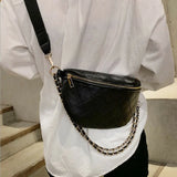 Women Chain Diamond Pattern Waist Bag Fanny Pack