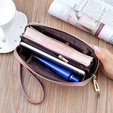 Embroidery Leaf Women's Long Zip Handbag
