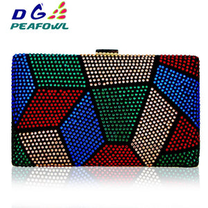 Metal Patchwork Evening Bag Wedding Party Clutch Purse