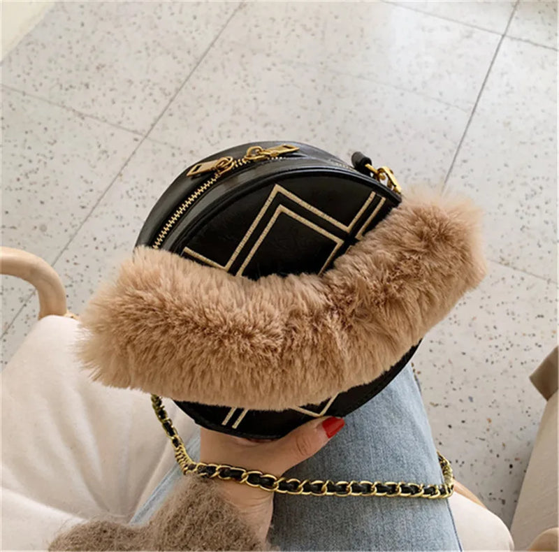 Fur Shoulder Bag for Women Ladies Girls