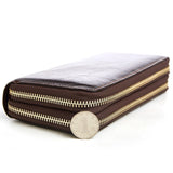 Men Wallet Retro Purse Leather Double Zipper Business Clutch Bag