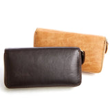 Men Wallet Retro Purse Leather Double Zipper Business Clutch Bag