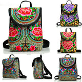Chinese Style Peony Flower Embroidered Canvas Travel Backpack