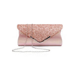 Women Satin Glitter Sequines Long Clutch Evening Wedding Prom Handbag