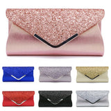 Women Satin Glitter Sequines Long Clutch Evening Wedding Prom Handbag