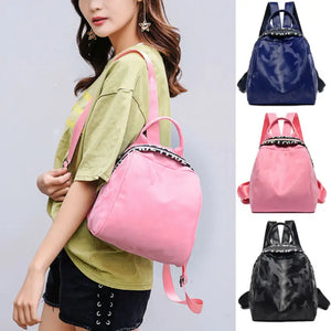 Women PU Leather Satchel Backpack Camo Letter Printed Shoulder Bag