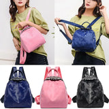 Women PU Leather Satchel Backpack Camo Letter Printed Shoulder Bag