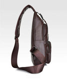Men's PU Shoulder Bag Sling Chest Pack USB Charging Sports Crossbody Waist Packs
