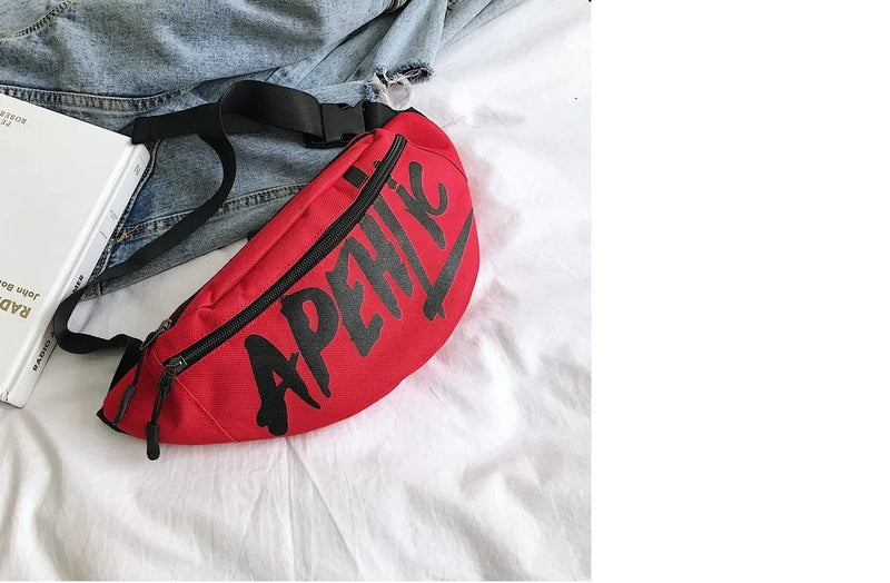 Unisex Letter Printed Fanny Pack Waist Travel Bag Purse Chest Pouch