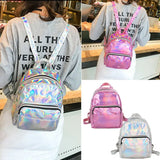 Women Laser Holographic Backpack Student School Bag Hologram Rucksack
