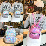 Women Laser Holographic Backpack Student School Bag Hologram Rucksack