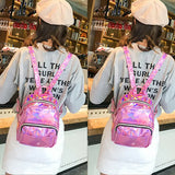 Women Laser Holographic Backpack Student School Bag Hologram Rucksack