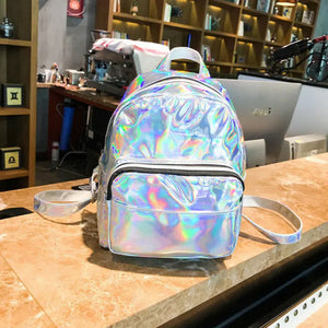 Women Laser Holographic Backpack Student School Bag Hologram Rucksack