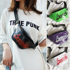 Candy Printed PU Leather Waist Fanny Pack Travel Hip Bum Bag