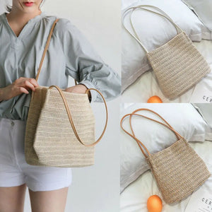 Women Straw Shoulder Bag Rattan Straw Crossbody Handbag