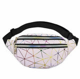 Women Girl Fanny Pack Leather Waist Bag Travel Bag Waist Bag Pink Silver