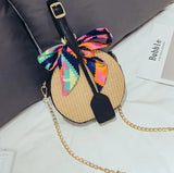 Summer Round Straw Beach Bag Portable Beach Bag