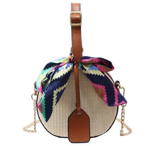 Summer Round Straw Beach Bag Portable Beach Bag
