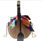 Summer Round Straw Beach Bag Portable Beach Bag