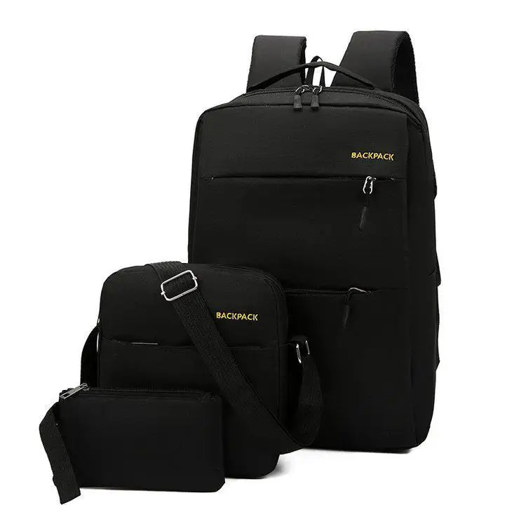 USB Charging Canvas Backpack 3 Pcs/set Schoolbag For Teenagers