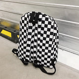 Plaid Nylon Female Travel Daypack Laptop Backpack