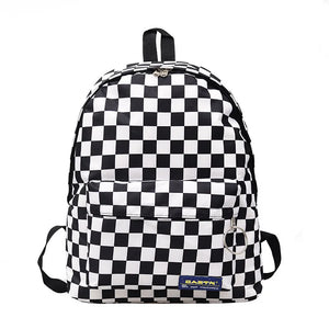 Plaid Nylon Female Travel Daypack Laptop Backpack