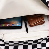 Plaid Nylon Female Travel Daypack Laptop Backpack