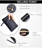 Unisex Leather Wallet Clutch High Capacity Zipper Bag