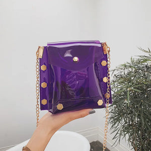 Clear Jelly Crossbody Bag Women Chain Clutch Party Shoulder