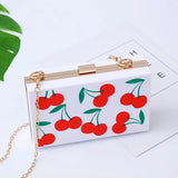 Watermelon Cherry Acrylic Box Clutch Purse Shoulder Handbag