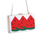 Watermelon Cherry Acrylic Box Clutch Purse Shoulder Handbag