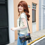 Women Shoulder Bag Floral Crossbody Leather Zipper Handbag Mini Vintage