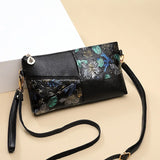 Women Shoulder Bag Floral Crossbody Leather Zipper Handbag Mini Vintage