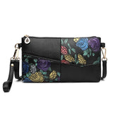 Women Shoulder Bag Floral Crossbody Leather Zipper Handbag Mini Vintage