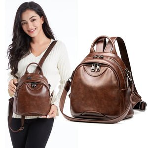 Women Leather Backpacks Female Shoulder Bags Sac a Dos Travel Ladies Bagpack