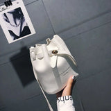 Leather String Handbags Bucket Shoulder Bags Ladies Cross Body Bags