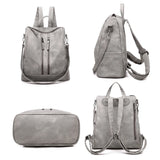 Women PU Leather Backpack High Rucksacks For Girl Solid Travel Bagpack