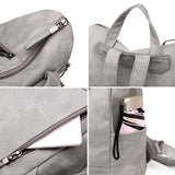 Women PU Leather Backpack High Rucksacks For Girl Solid Travel Bagpack