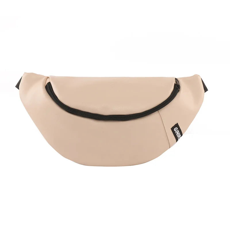 Women Waist Bag Fanny Pack PU Leather Solid Chest Bag Belt Purse Small Purse