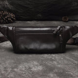 Men Crossbody Bags Cowhide Waist Pack Retro Casual Small Phone Bag