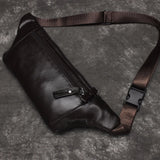 Men Crossbody Bags Cowhide Waist Pack Retro Casual Small Phone Bag