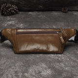 Men Crossbody Bags Cowhide Waist Pack Retro Casual Small Phone Bag
