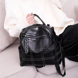 Women's Leather Backpack Girl School Shoulder Bag Bagpack Mochila
