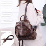 Women's Leather Backpack Girl School Shoulder Bag Bagpack Mochila