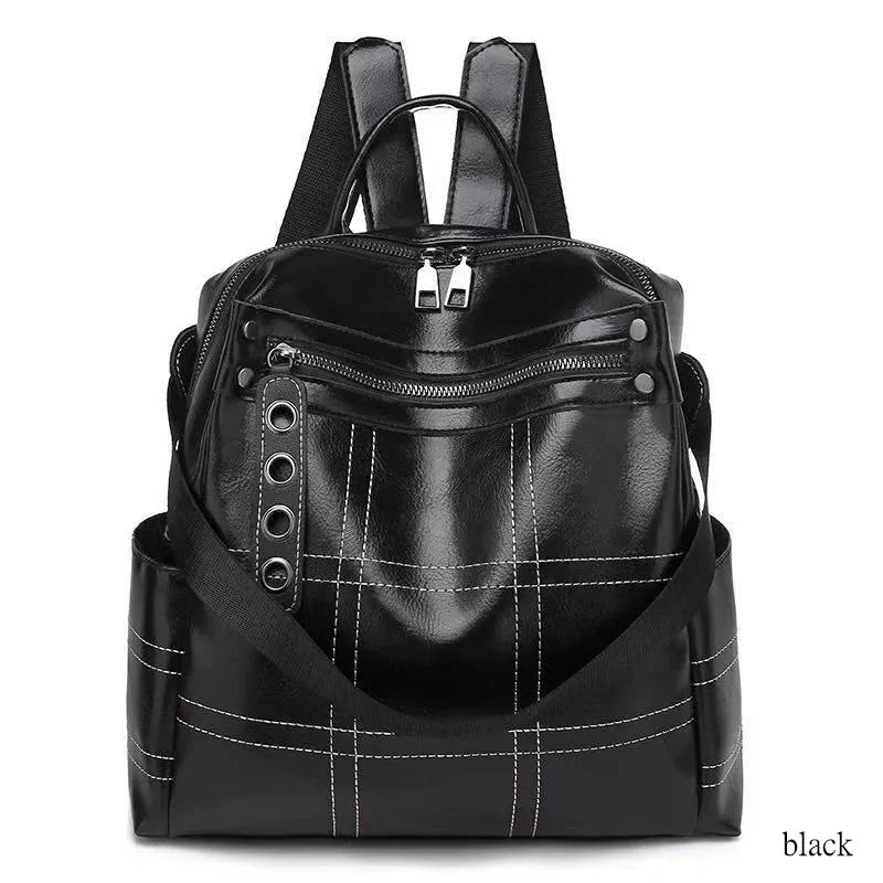 Women's Leather Backpack Girl School Shoulder Bag Bagpack Mochila