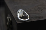 Thai Silver Carved Stone Ring, Natural Stone Pulp